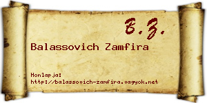 Balassovich Zamfira névjegykártya